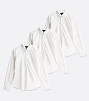 New Look 3 Pack White Poplin Long Sleeve Muscle Fit Shirts